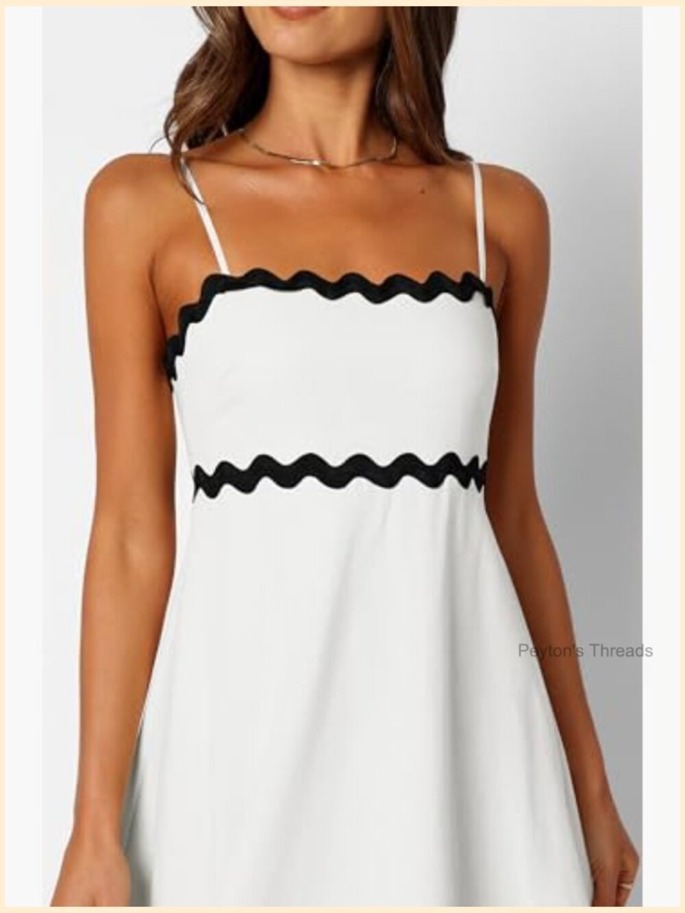 Spaghetti Strap Smocked Rickrack Trim Boho Flowy Midi Dress - Picture 3 of 7